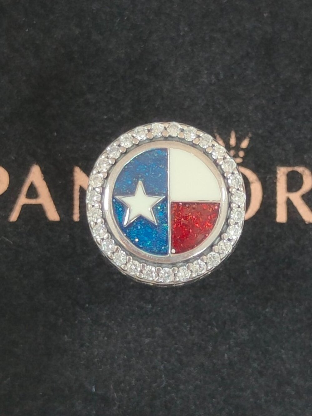 Pandora Texas Flag Exclusive Charm Bead Button Pendant S925 Silver with box